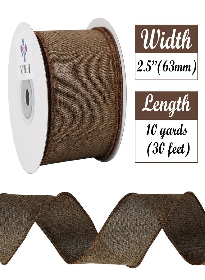 MEEDEE Brown Burlap Ribbon Wired 2.5 Inch x 10 Yards for Wreath Supplies Gift Wrapping Crafts - Image 2